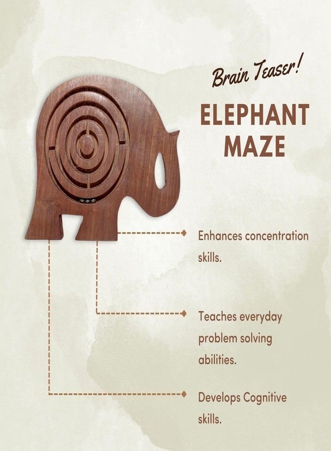 Mittimate Wooden Maze & Labyrinth Puzzle Game for Kids I Elephant Shaped Bhool Bhulaiyaa Indoor Activity Board Game for Children I Brain Teaser Toys - Image 4